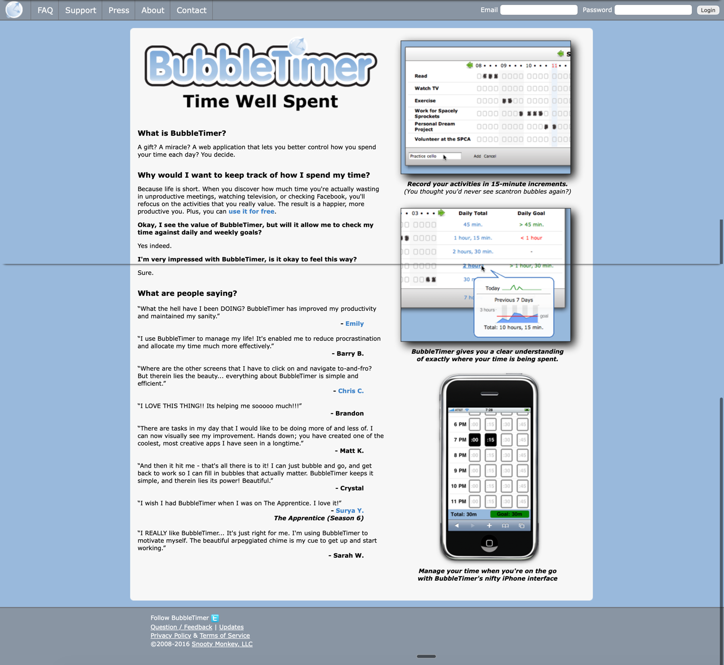 BubbleTimer mobile interface